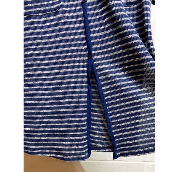 Splendid Striped V-Neck Long‎ Sleeve Buttonup Long Sweater Cardigan Duster LARGE - Picture 6 of 10